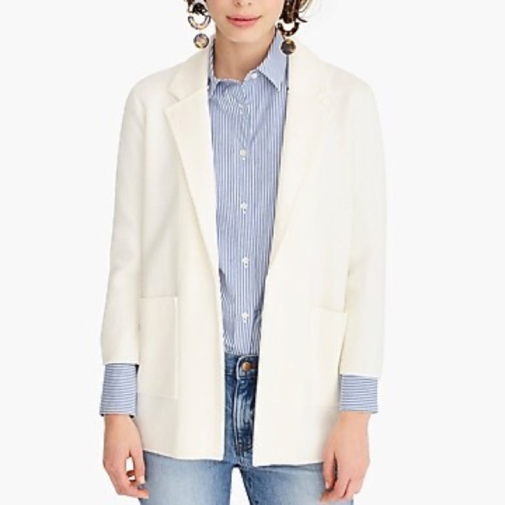 J. Crew / Ivory Sophie Open Front Sweater Blazer - Picture 2 of 5
